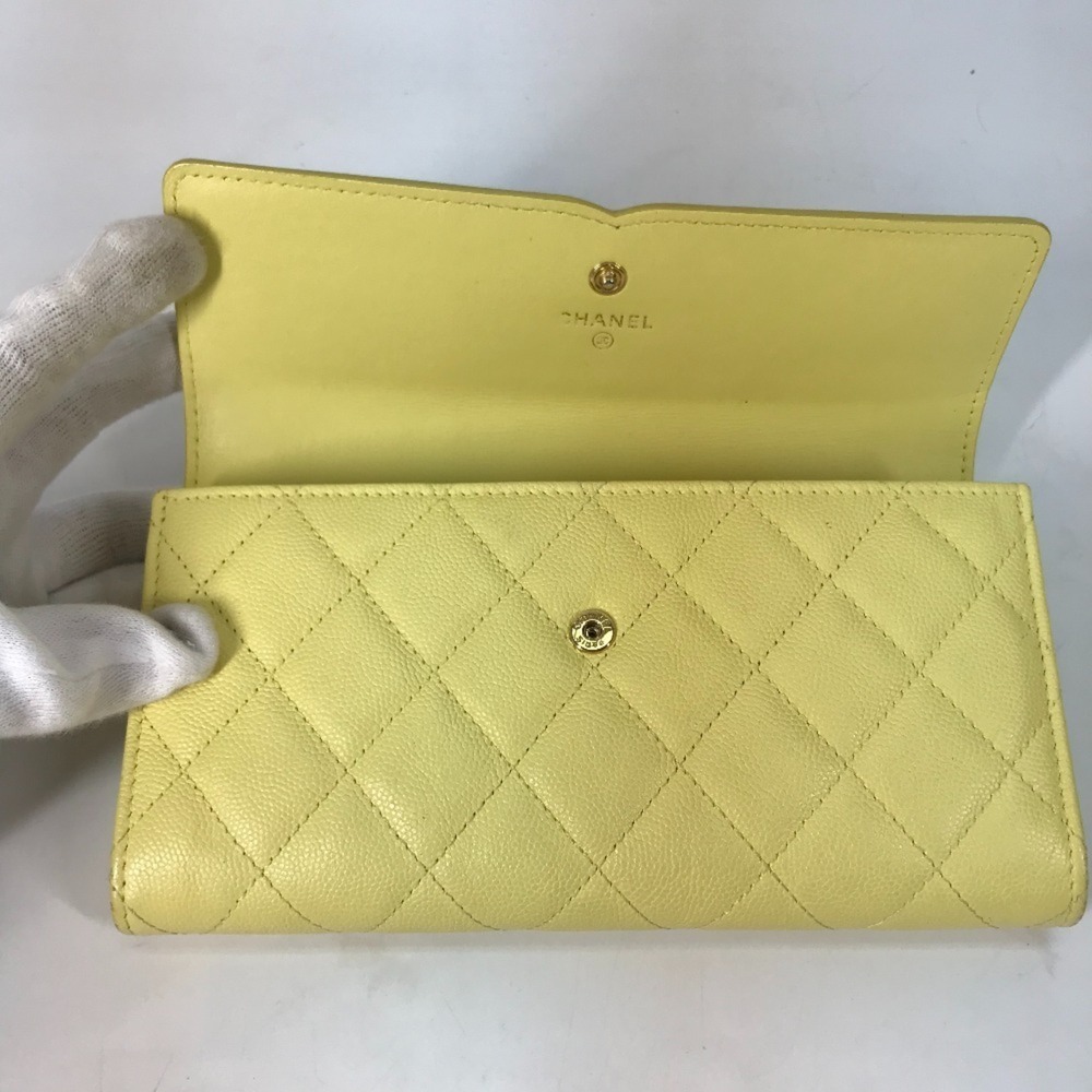 CHANEL Yellow Caviar Leather Logo Wallet - Picture 12 of 16